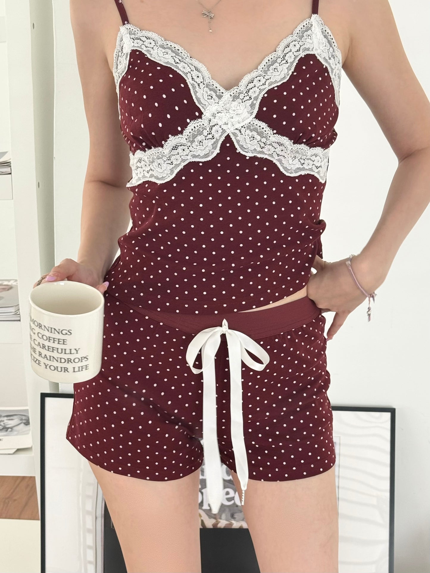 Viera Polka Top MAROON