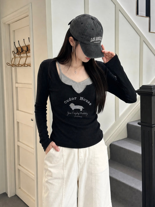 Cudor House V-neck Knit BLACK