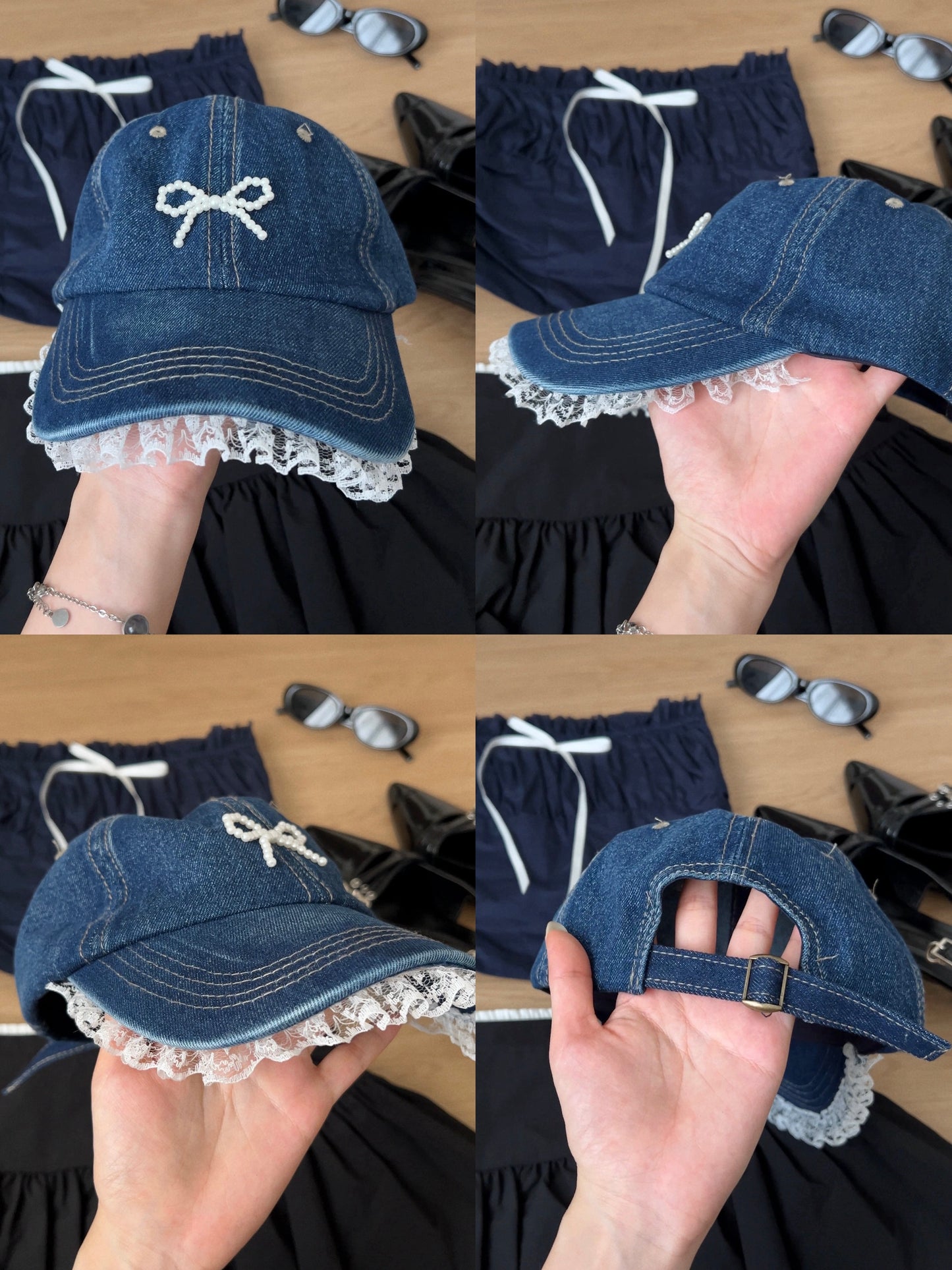 LaceBloom Jeans Cap