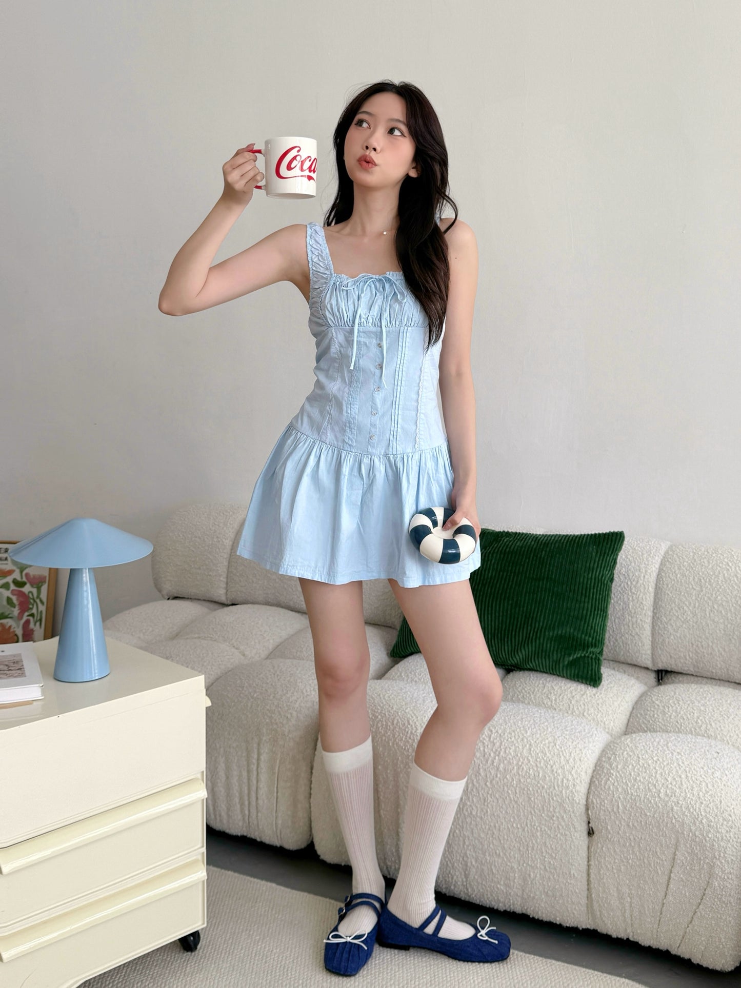 Leila Ruffle Dress (Blue)