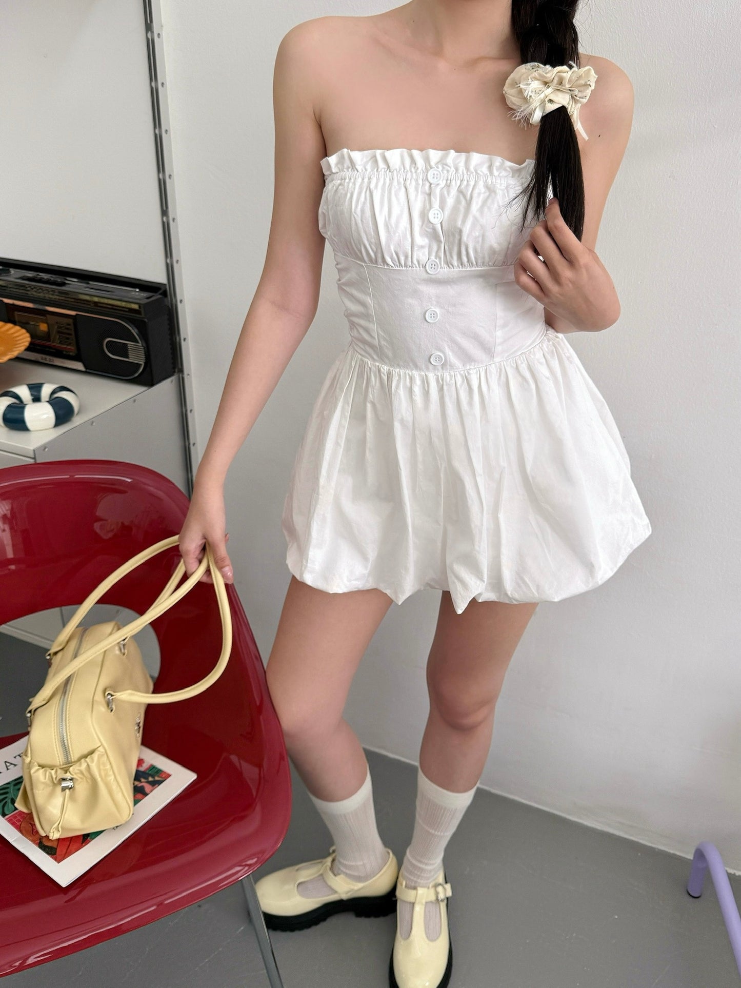 Pixie Puff Dress (White)