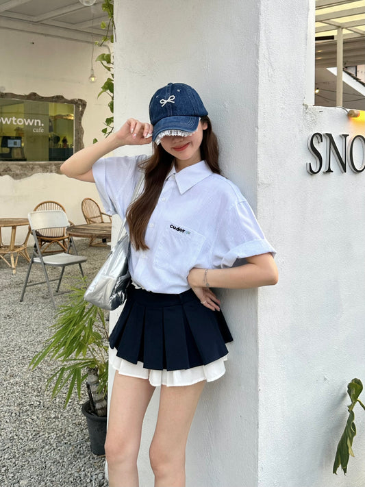 Morgan Stripes Boyfriend Shirt (Blue)