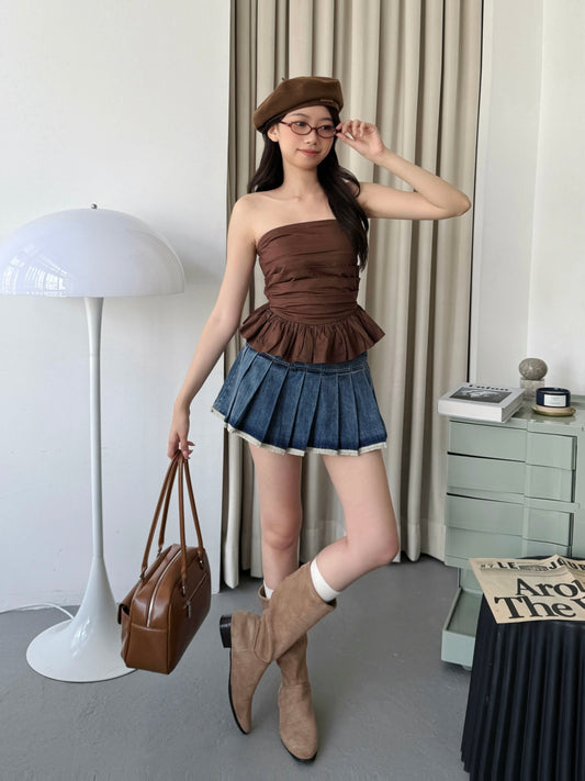 Cherie Ruffle Top (Dark Brown)