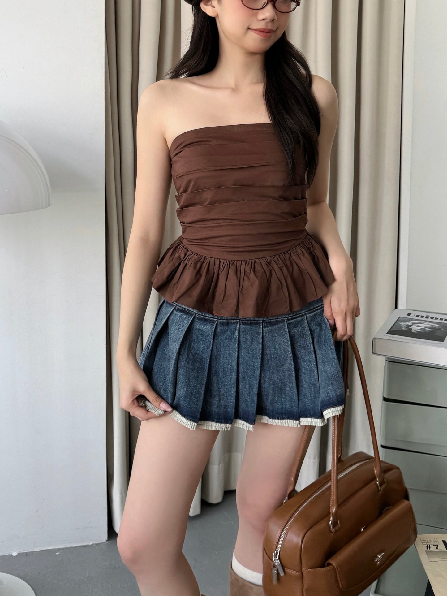 Cherie Ruffle Top (Dark Brown)