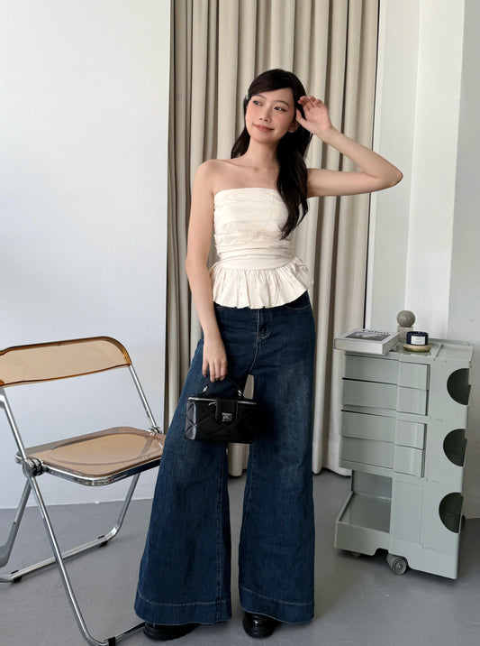 Cherie Ruffle Top (Beige)