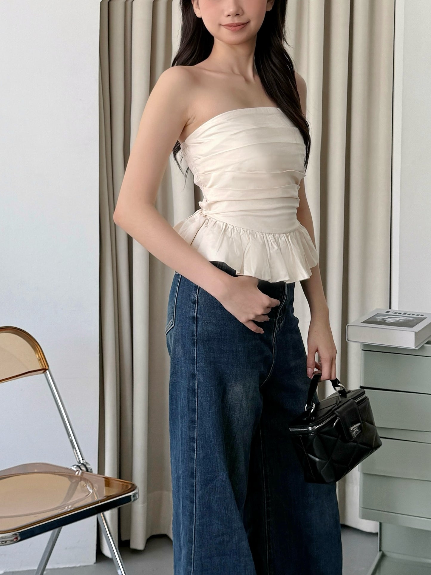 Cherie Ruffle Top (Beige)