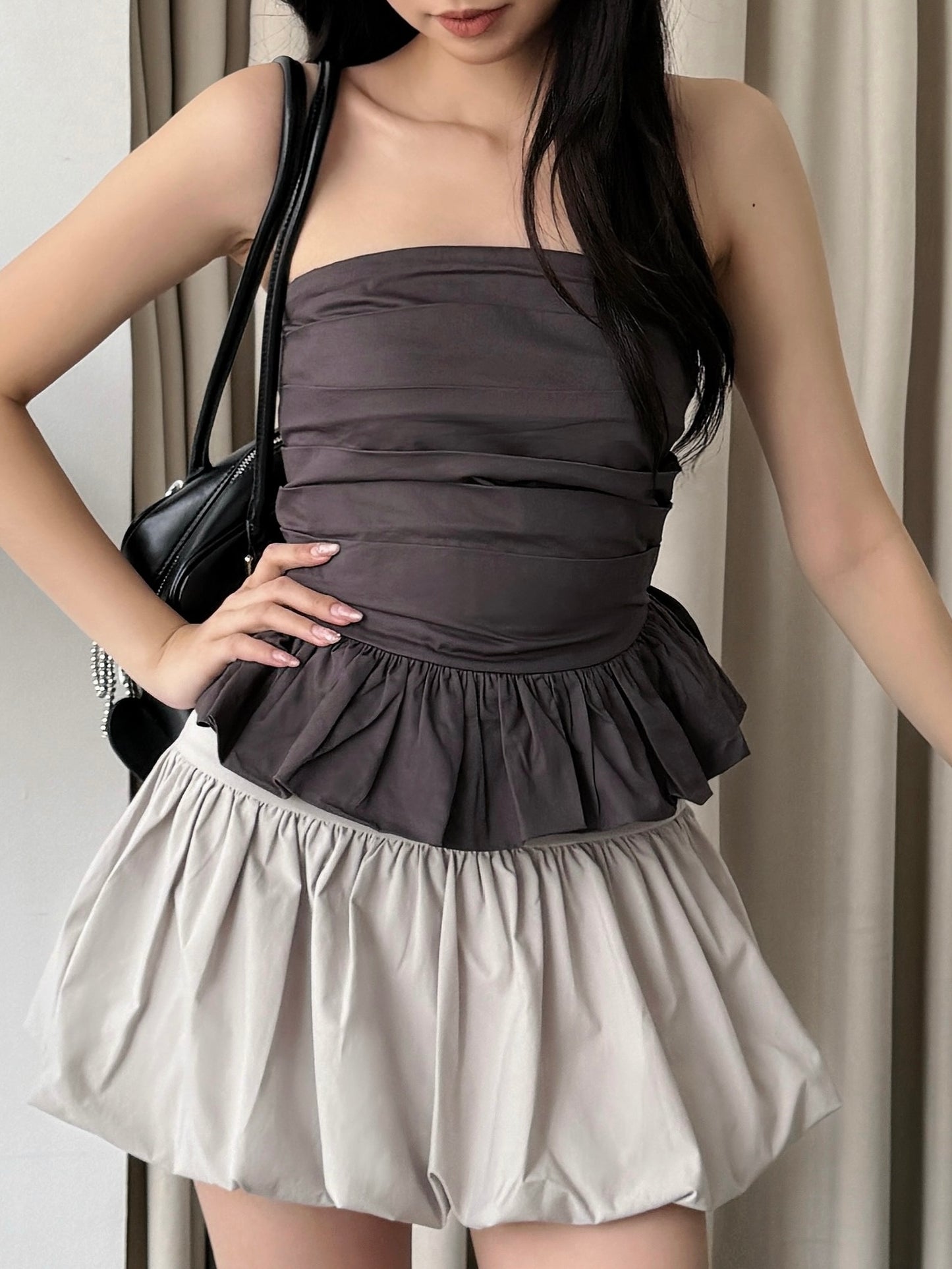 Cherie Ruffle Top (Dark Grey)