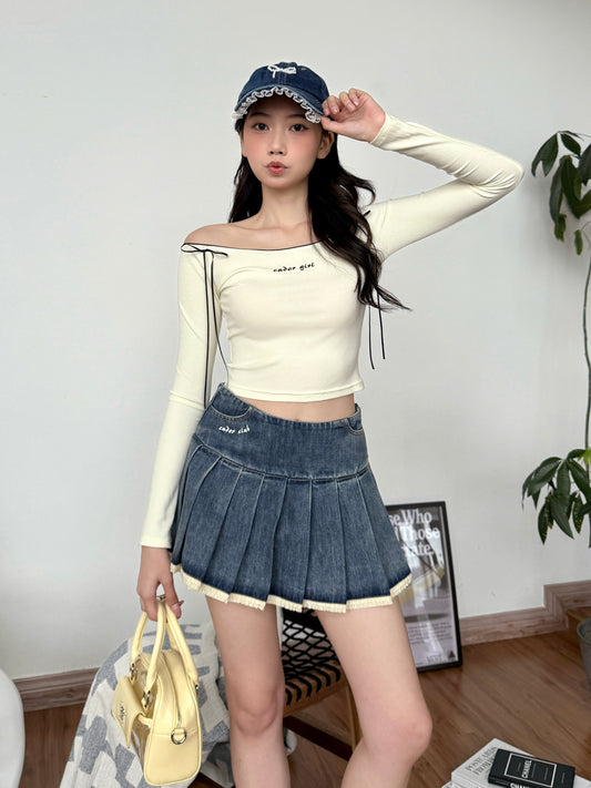 Violetta Ribbon Long Sleeve Top (Yellow)