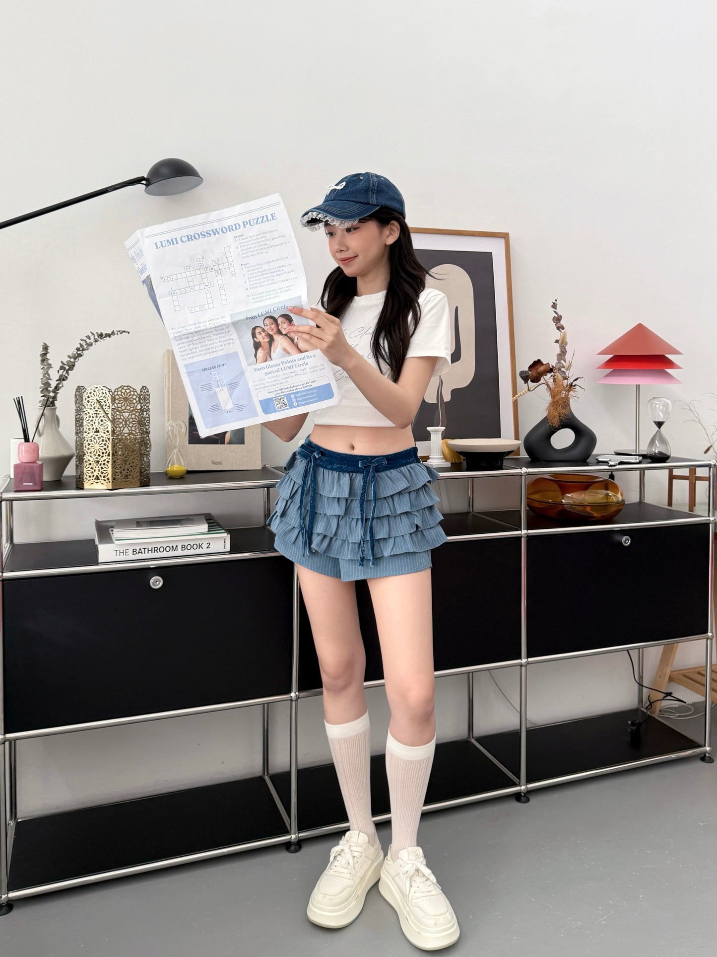 Jolly Bubble Skort (Striped Jeans Blue)