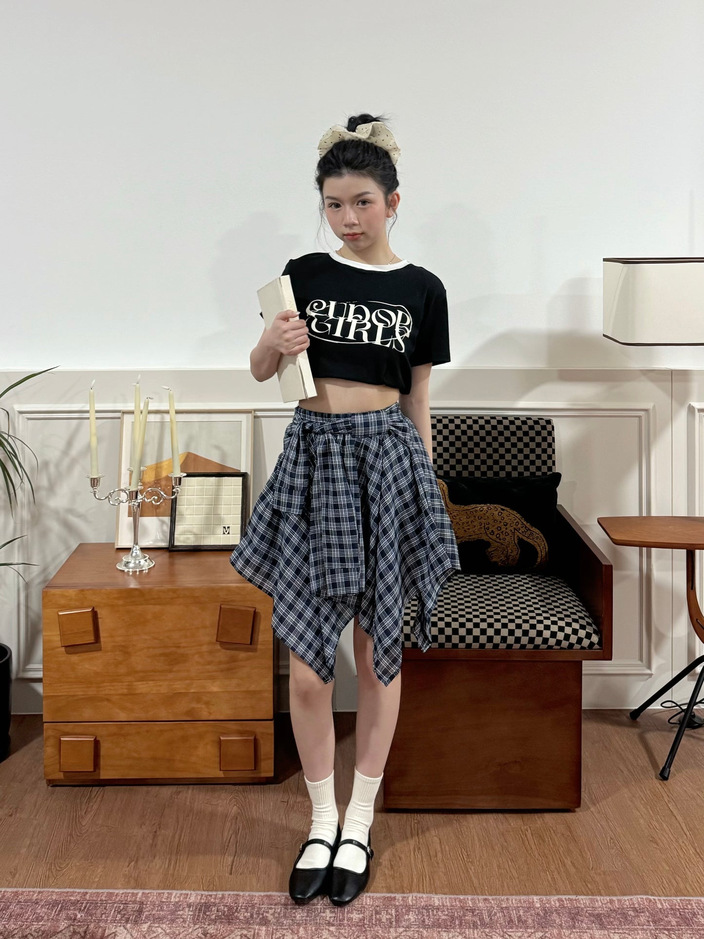 Kera Plaid Skirt (Blue)