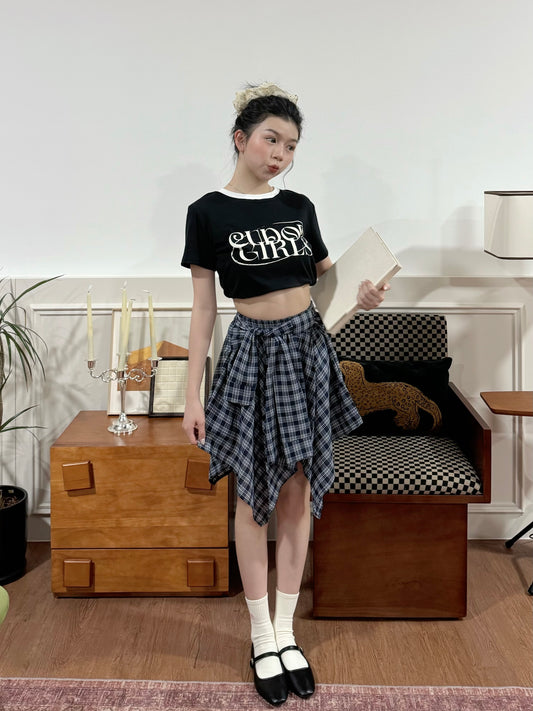 Kera Plaid Skirt (Blue)