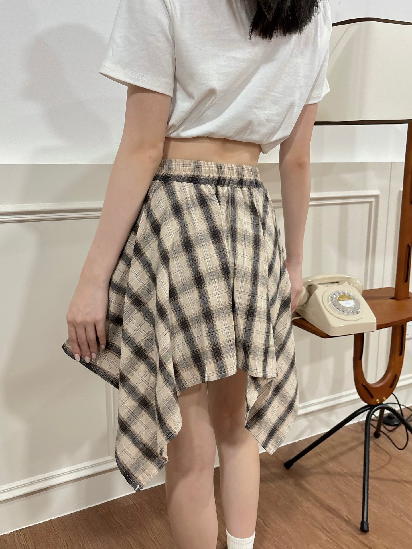 Kera Plaid Skirt (Beige)