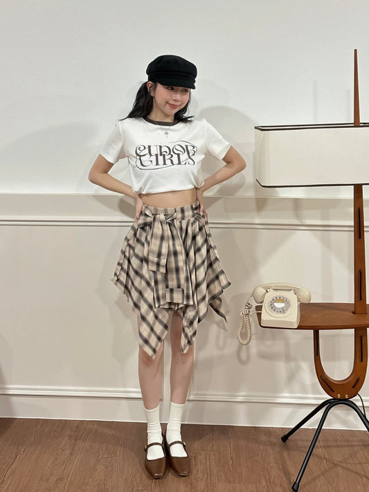 Kera Plaid Skirt (Beige)