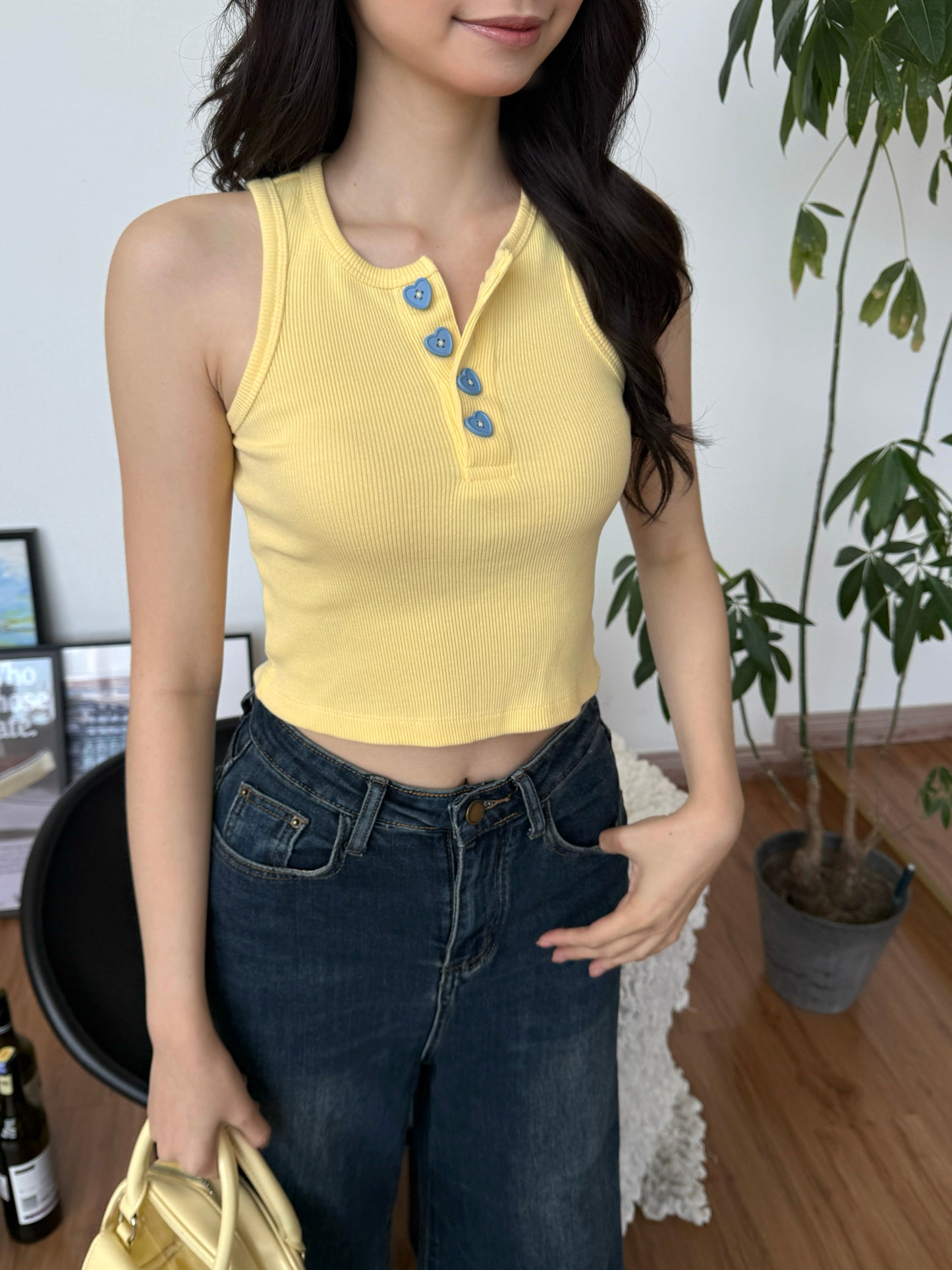 Cu Button Tank Top (Yellow)