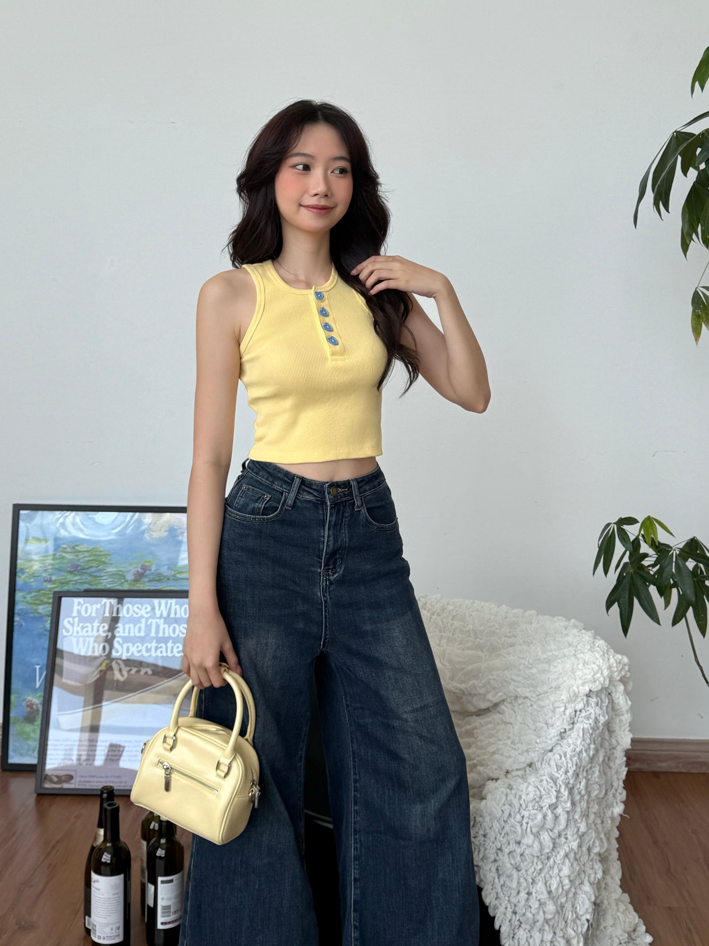Cu Button Tank Top (Yellow)