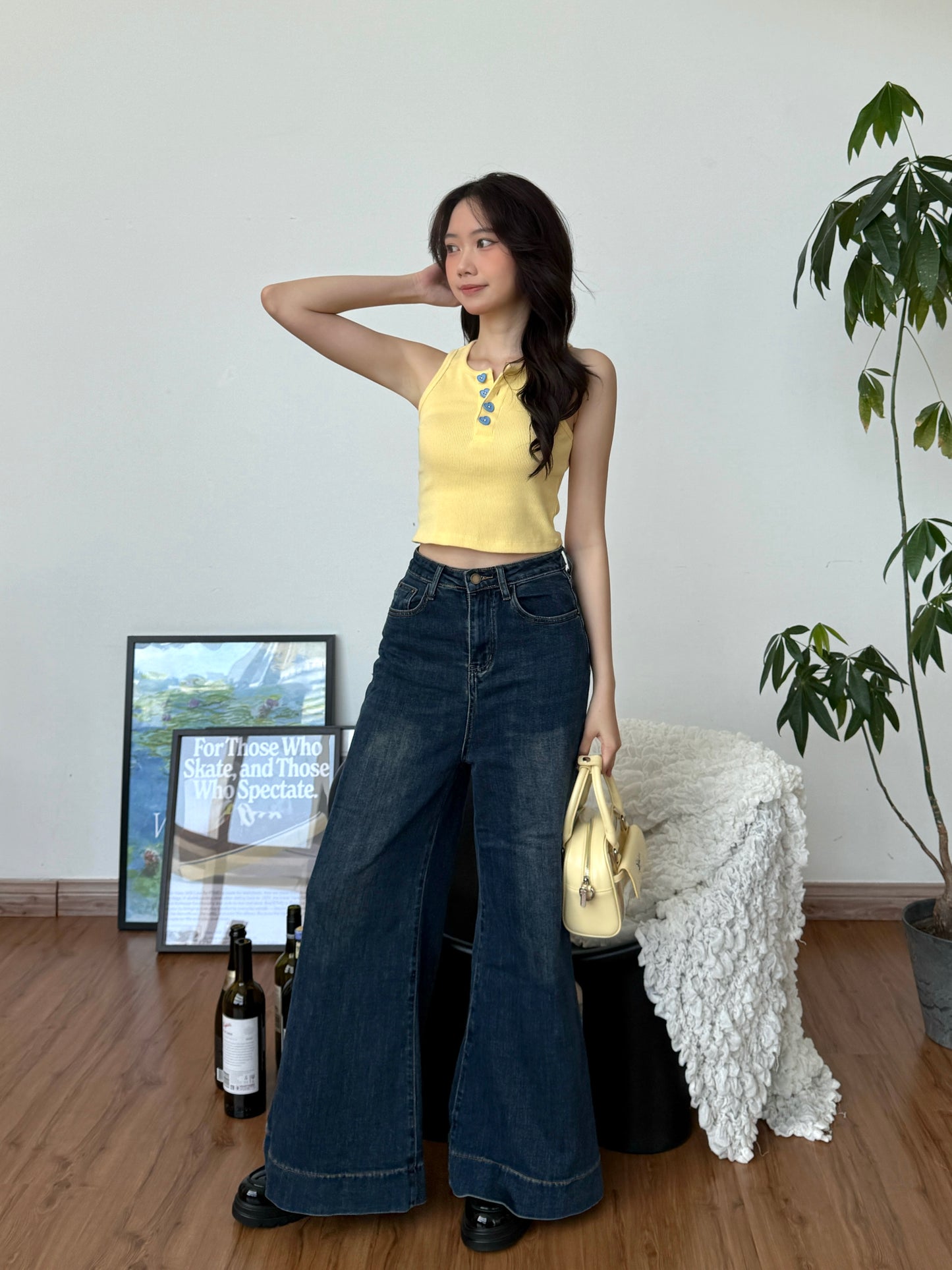 Cu Button Tank Top (Yellow)