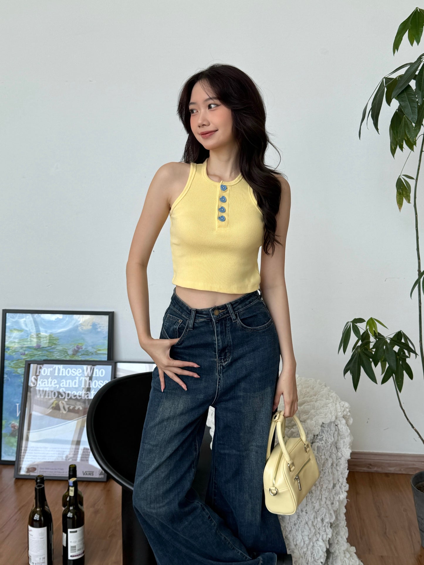 Cu Button Tank Top (Yellow)