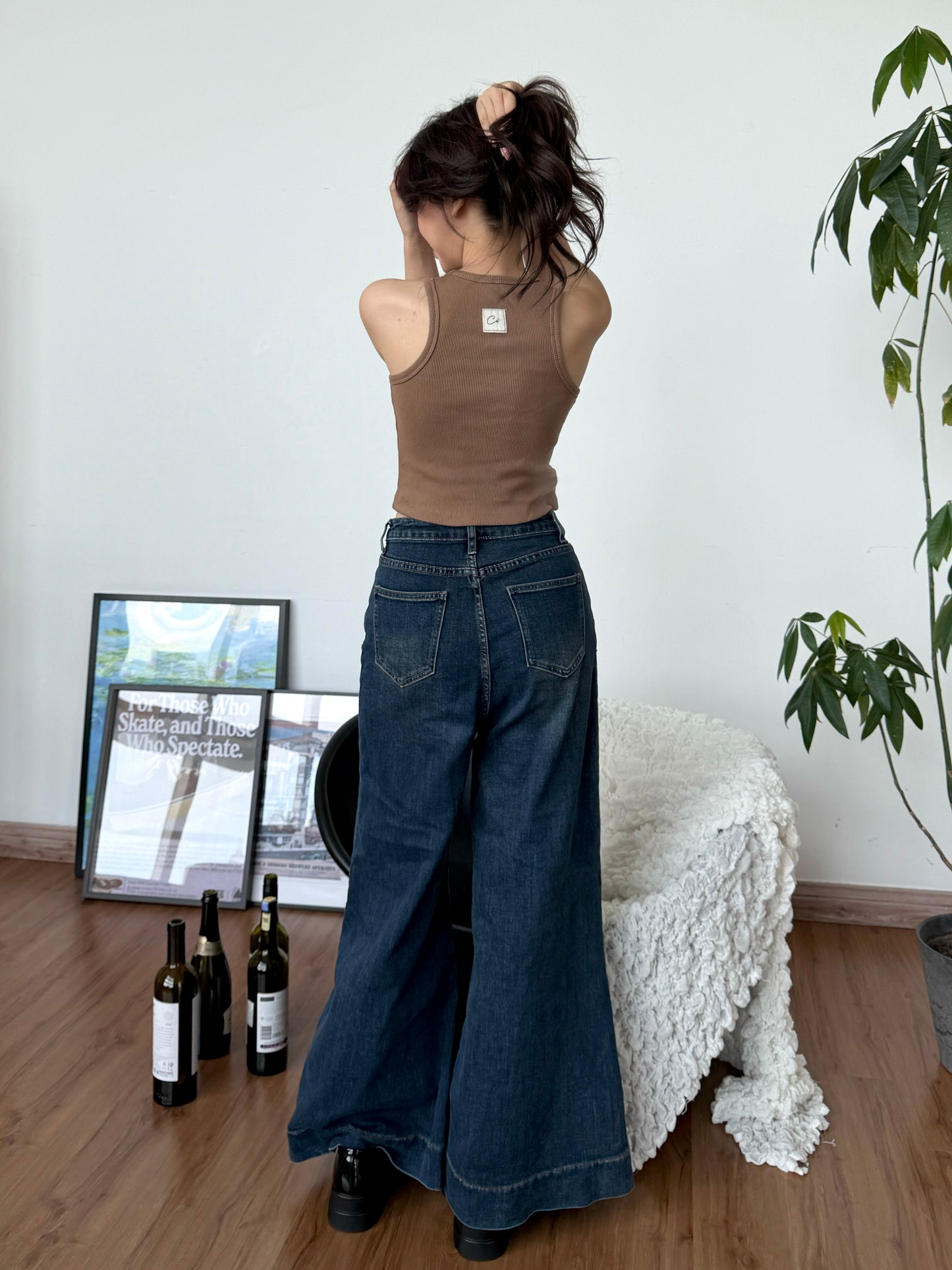 Cu Button Tank Top (Brown)