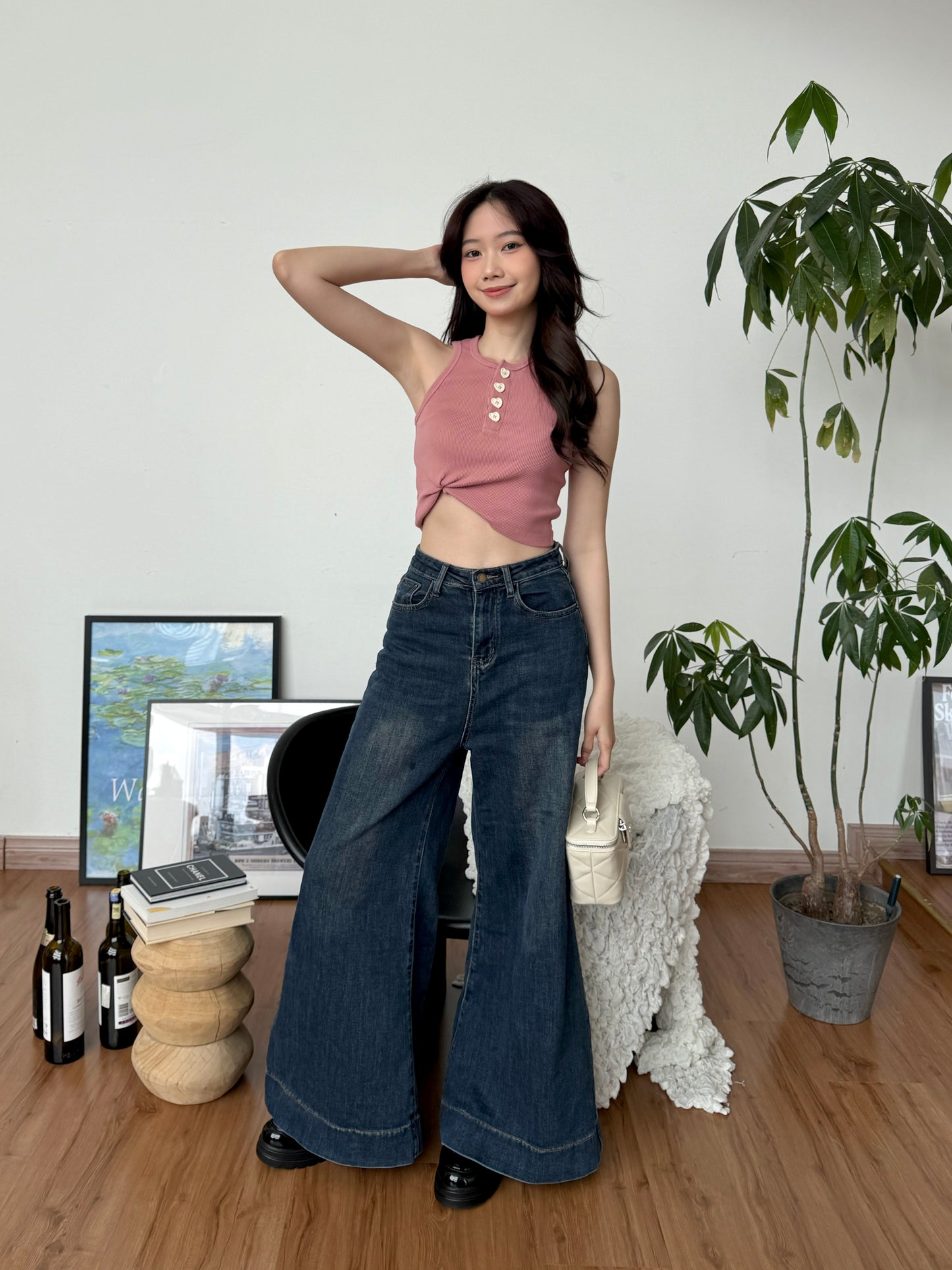 Cu Button Tank Top (Pink)