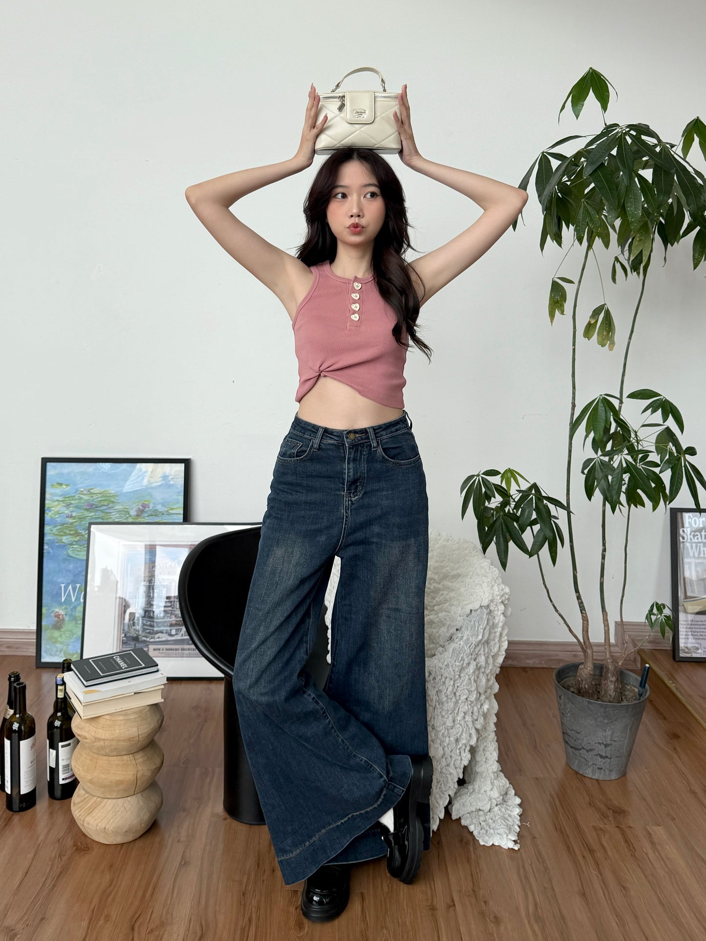 Cu Button Tank Top (Pink)