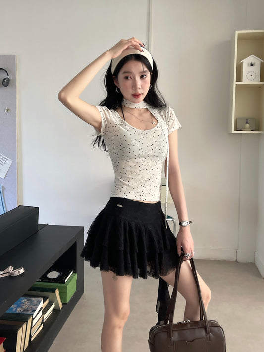 Tulle Wave Skirt BLACK