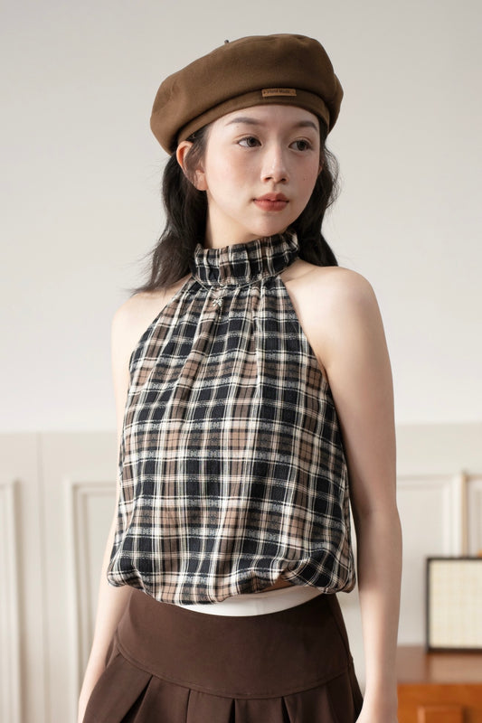 Reve Plaid Top (Brown)