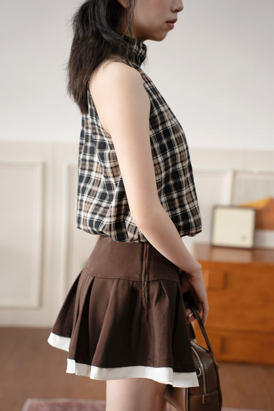 Reve Plaid Top (Brown)
