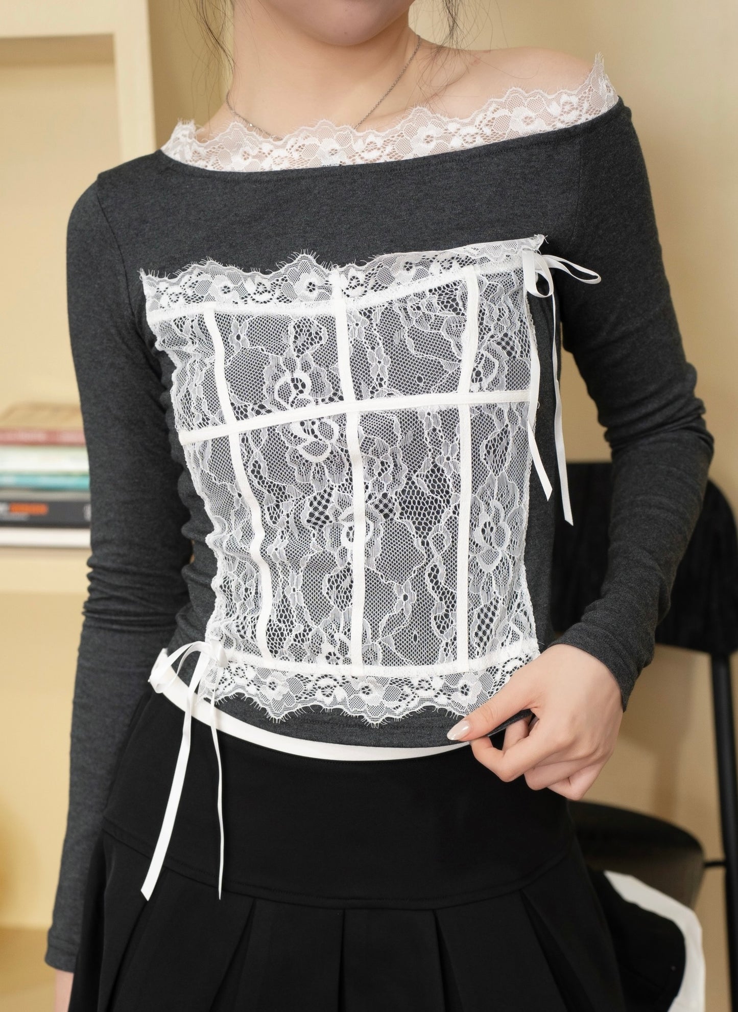 Lumiere Lace Top (Dark Grey)