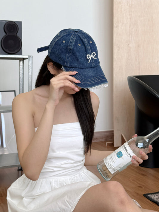 LaceBloom Jeans Cap