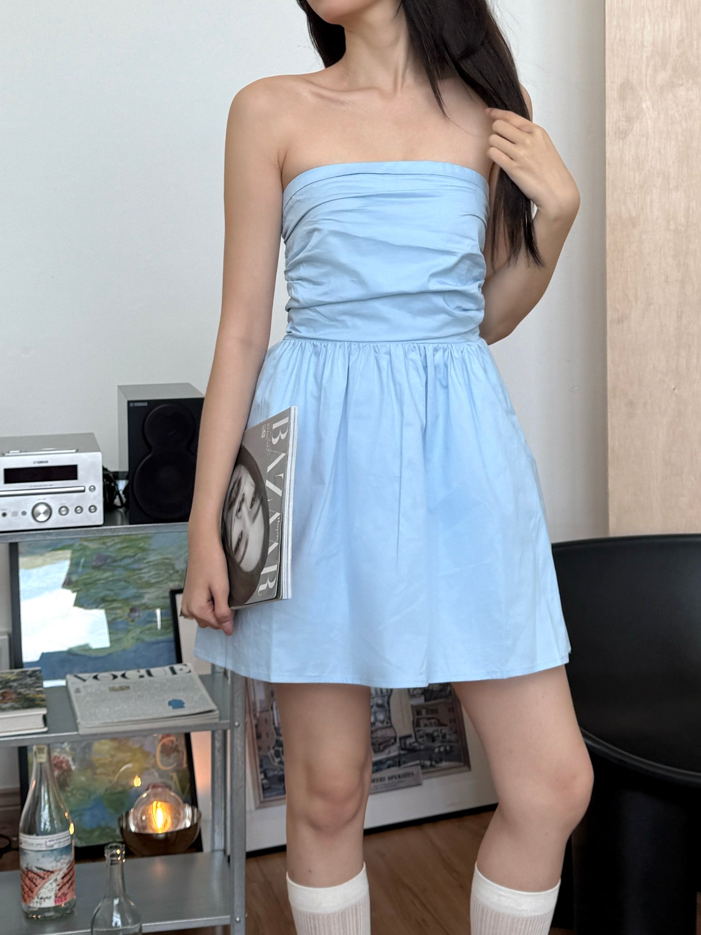 Gina Strapless Dress (Blue)