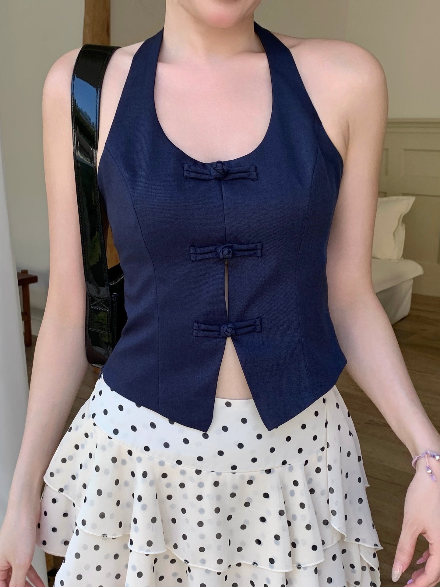 Muse Cropped Tank Top NAVY BLUE