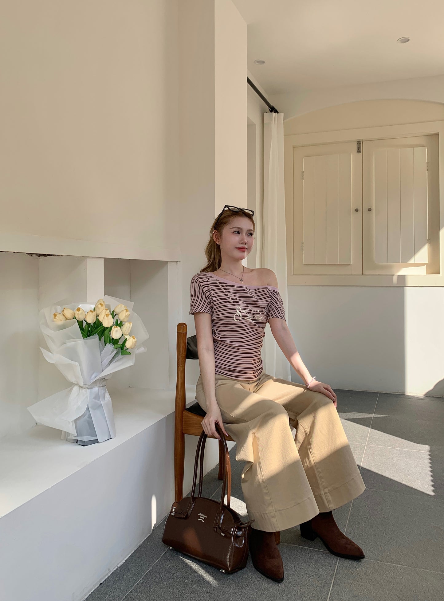 Lexi Retro Flared Jeans KHAKI