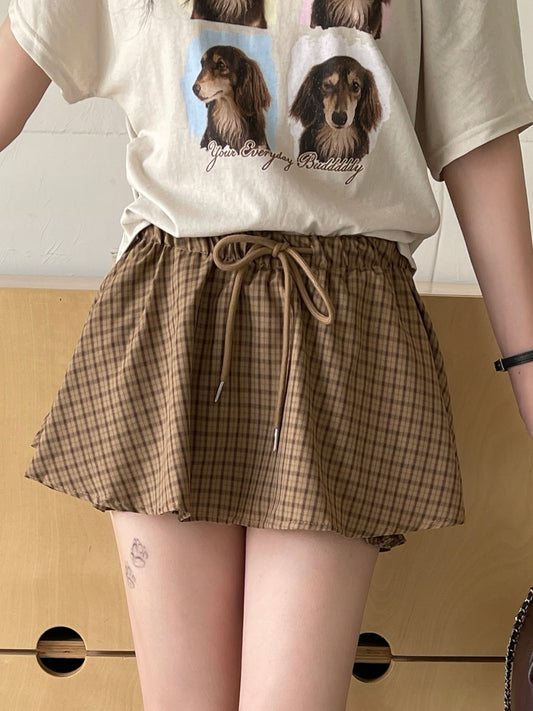 Starry Plaid Skorts KHAKI