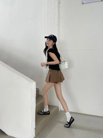 Starry Plaid Skorts KHAKI