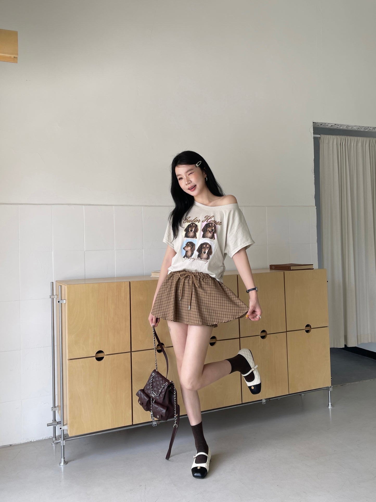 Starry Plaid Skorts KHAKI