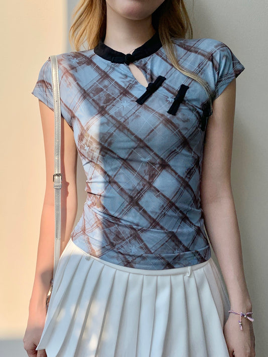 Lienne Cheongsam Top BLUE