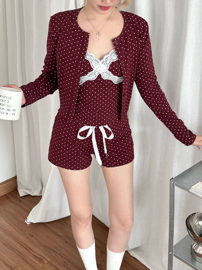 Viera Polka Shorts MAROON