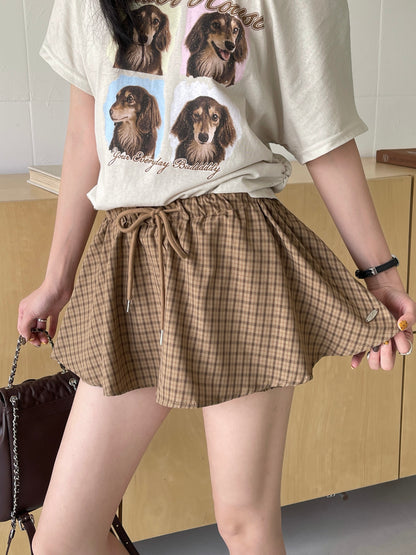 Starry Plaid Skorts KHAKI