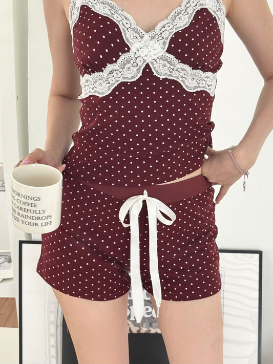 Viera Polka Shorts MAROON
