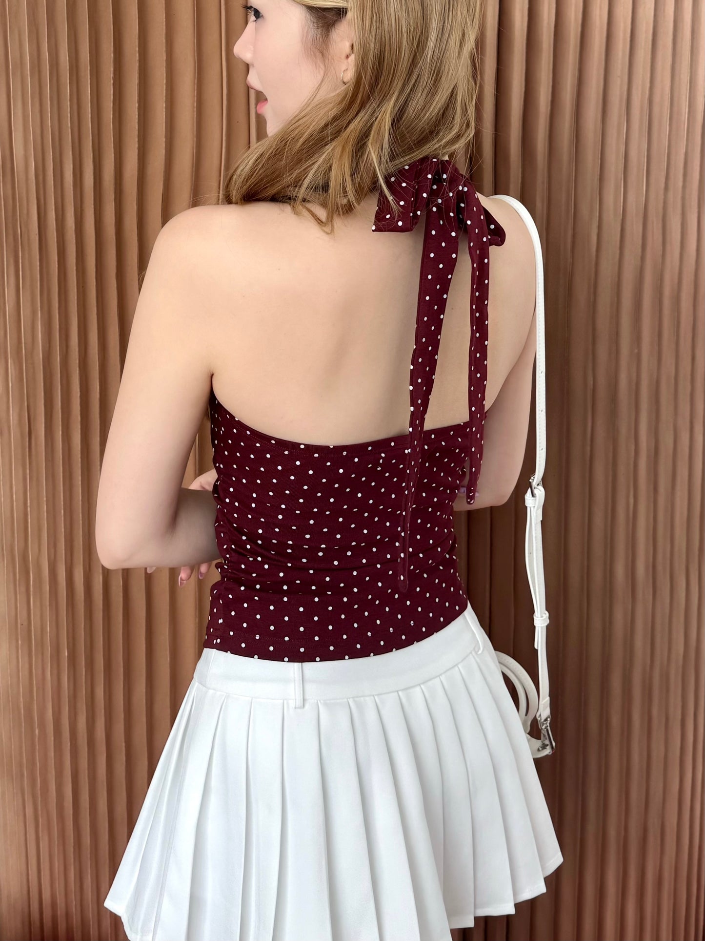 Adore Ribbed Halter MAROON