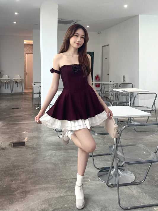 Libvy Cake Dress (Maroon)