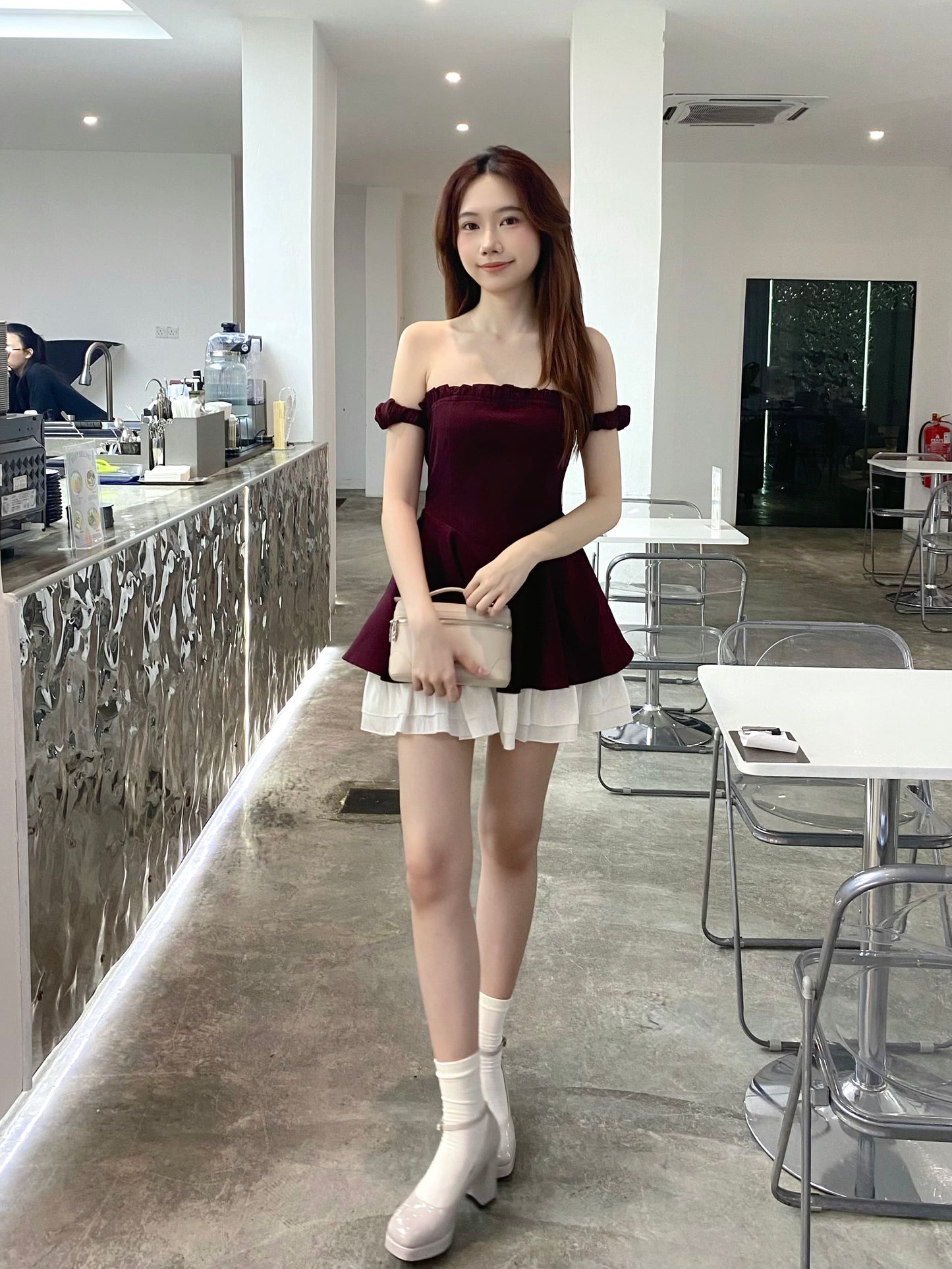 Libvy Cake Dress (Maroon)
