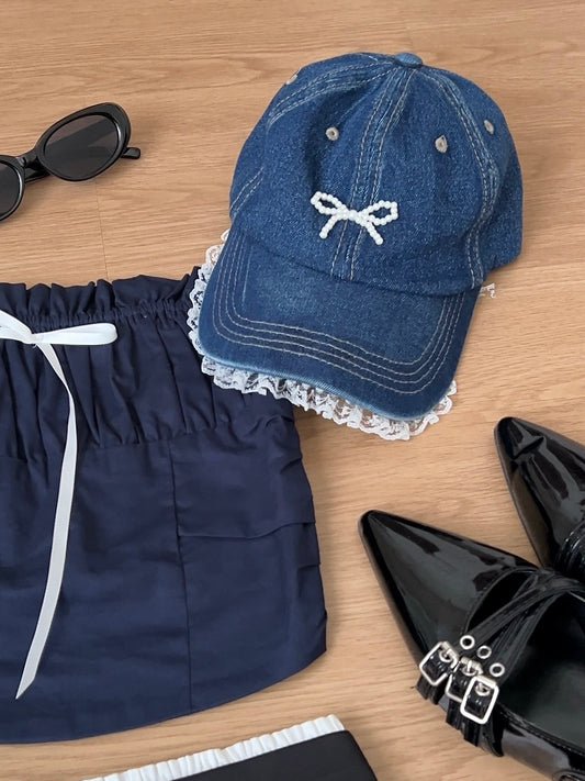 LaceBloom Jeans Cap