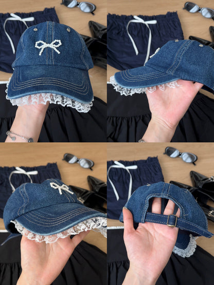 LaceBloom Jeans Cap