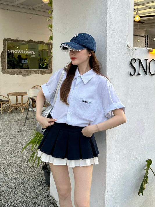 Morgan Stripes Boyfriend Shirt (Blue)