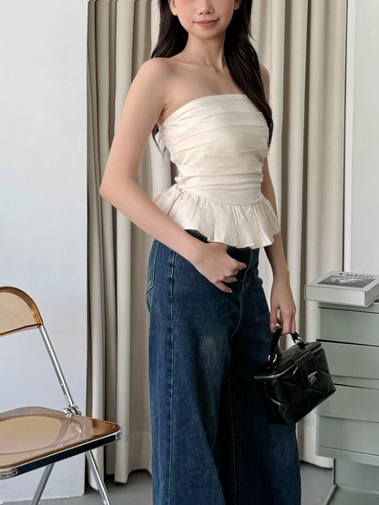 Cherie Ruffle Top (Beige)