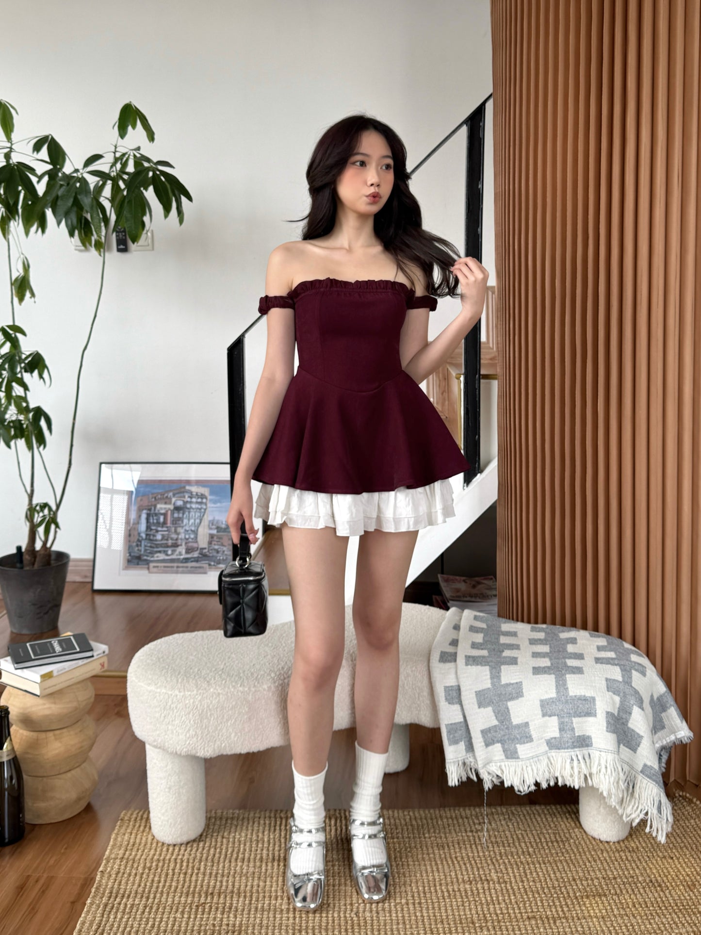 Libvy Cake Dress (Maroon)