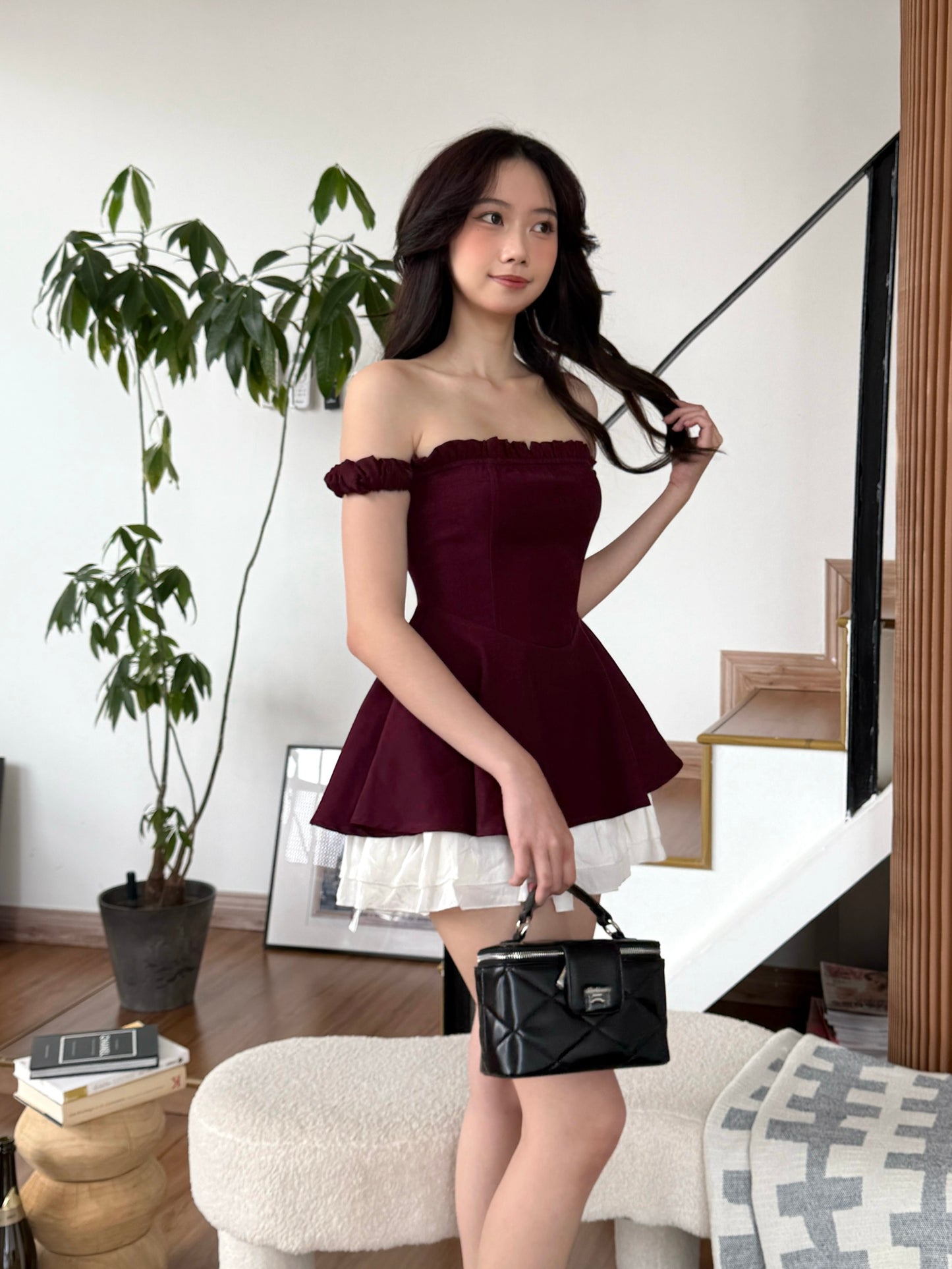Libvy Cake Dress (Maroon)