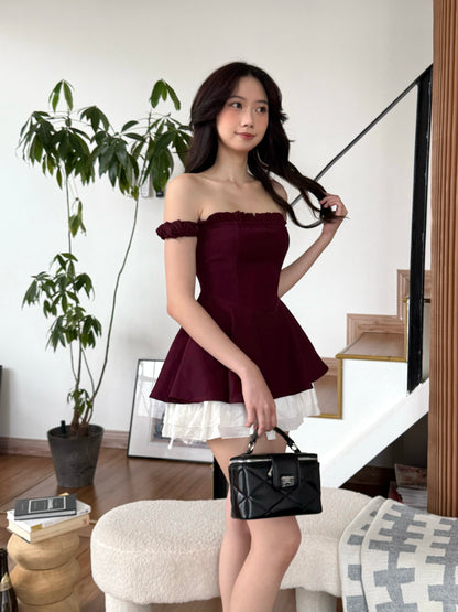 Libvy Cake Dress (Maroon)