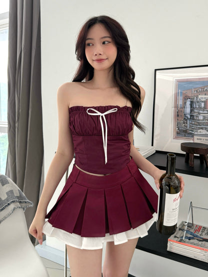 Camie Pleated Skirt (Maroon)